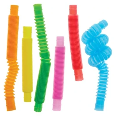 Image of Baker Ross FN225 Pop Tube Fidget Toys Pack of 12, Entertaining for Kids Party Bags