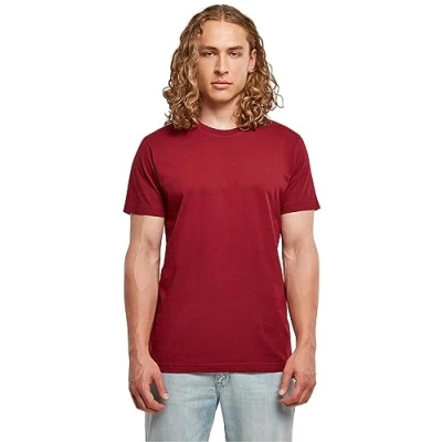 Image of Build Your Brand Men&#039;s Basic Round Neck T Shirt, Cherry, L