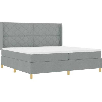 Image of vidaXL Box Spring Bed with Mattress &amp; LED Light Grey 200x200 cm Fabric