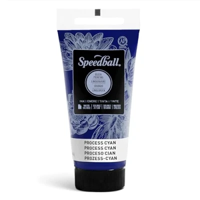 Image of Speedball 37ml 1.25oz Water Soluble Block Ink Process Cyan, Printing, Lino Screen for Artists Kit
