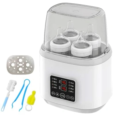 Image of Baby Bottle Warmer: 8 in 1 Steriliser for Bottles, Milk Warmer Babies, Quick Warmer, Fast Food &amp; Defrosting, BPA Free Heater with LCD Display