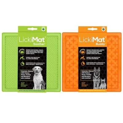 Image of LickiMat 2 Pack Classic Soother and Buddy, Dog Feeding Mat for Boredom Anxiety Relief, Ideal Food, Treats, Yoghurt or Peanut Butter, Lick Mats, Fun Alternative to a Slow Feeder Bowl