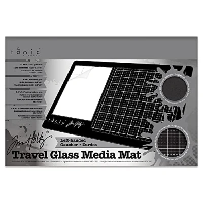 Image of Tonic Studios 2632E Tim Holtz Travel Glass Media Mat 10.25&quot;X15.5&quot; Left Handed