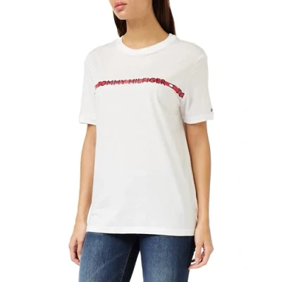 Image of Tommy Hilfiger Women&#039;s Cn Ss Tee Logo Um0um01915 S/S T Shirts, White (White), L