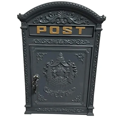 Image of Post Box Wall Mounted Traditional Mail Letter Grey