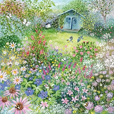 Image of Coast and Country Garden with Bees Butterflies Blank Greeting Card Envelope