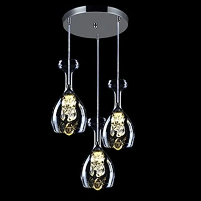 Image of YCJXY Pendant Lights, Minimalist Gorgeous V intage Wine Bottle LED Lights 110V 220V 1 6 Acrylic Shades(A 3 lights,Warm white)