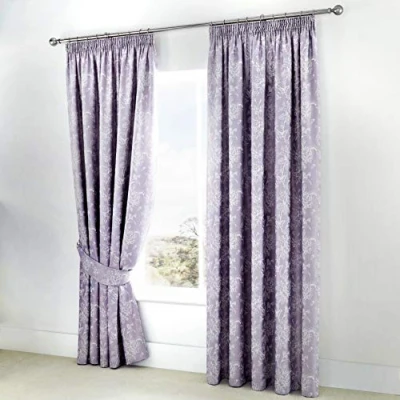 Image of Serene Jasmine Curtains with Tie backs, 167 x 182cm, Lavender