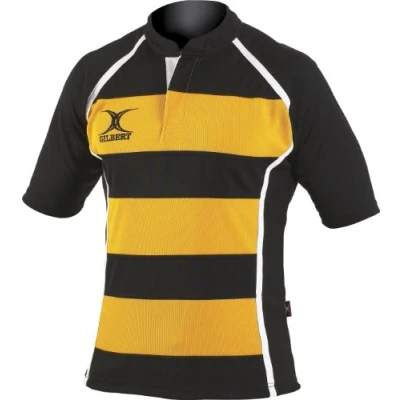Image of Gilbert XACT Hoops Rugby Jersey Black/Amber