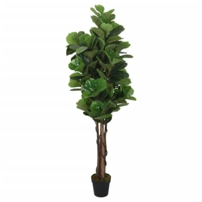 Image of &#039;vidaXL Faux Fiddle Leaf Fig Tree Artificial Green Plant with 232 PEVA Leaves, Wooden Trunks in a Sturdy Plastic Pot Ideal for Home, Office or Outdoor Decor