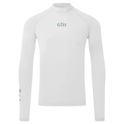 Image of Gill Mens ZenZero Rash Guard Vest Top Long Sleeve with 50+ UPF Sun Protection for Watersport (White, L)