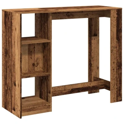 Image of vidaXL Bar Table with Shelf Old Wood 124x46x103.5 cm Engineered