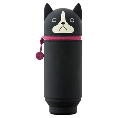 Image of LIHITLAB Kawaii Japanese Dog Large Stand Up Pencil Case For School Office College, Cute Supplies, Animal Pen Holder Pouch Girls, Artist, Boston Terrier (A7714 8)