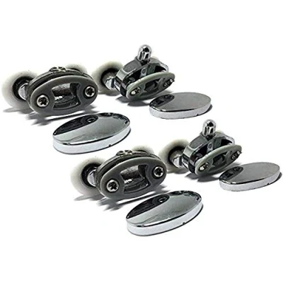 Image of Smooth Set of 4 New Oval Metal Alloy Double Wheel Shower Door Rollers 23mm