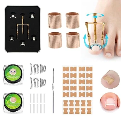 Image of Ingrown Toenail Correction Treatment Tool Kit, Nail Removal Corrector Straightener Strips 30pcs, Curved for Women Men