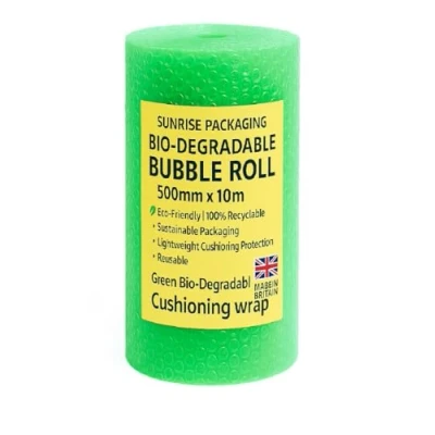 Image of 10M Long GREEN BIODEGRADABLE Bubble WRAP 500mm Wide 100% ECO FRIENDLY Recyclable Small Cushioning House Moving Fragile Item Packaging Material Protective Wrapping for Storage &amp; Shipping