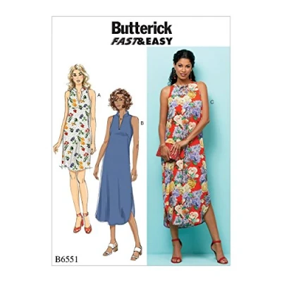 Image of Butterick Patterns 6551 ZZ Sizes Large 2X Misses Dress, Tissue, Multi Colour, 17 x 0.5 22 cm