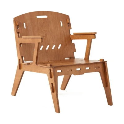 Image of Armchair Leisure Relax Chair,in Mortise and Tenon Structure, Brown,HFST02 BR Sobuy