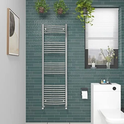 Image of NRG Curved Chrome Bathroom Heated Towel Rail Radiator Central Heating Ladder Rad Warmer 1600x500mm