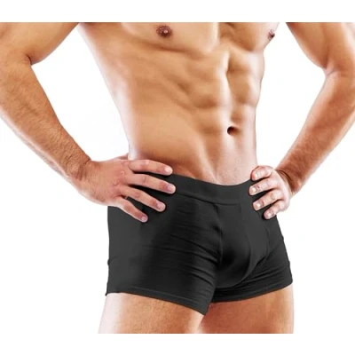 Image of HEGEL Men&#039;s Super Soft Modal &amp; Cotton Mix Underwear Boxer Short, Underwear, Comfy Trunks, Cotton/Modal Briefs (1 Pack) (UK, Alpha, XL, Regular, Regular) Black