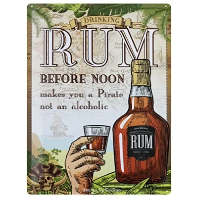 Image of Dodino 30 x 40 cm Tin Sign, RUM, Funny, Decorative Home Accessory, Metal Sign for All Bar Counter or Pub Owners