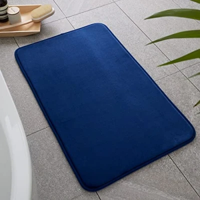 Image of Catherine Lansfield Bathroom Anti Bacterial Memory Foam Bath Mat Navy, (BR/55661/W/BMAT/NA)