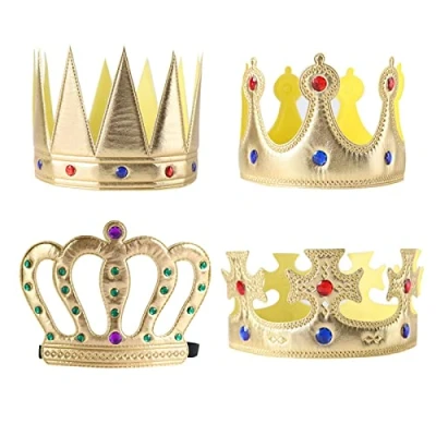 Image of MIVAIUN 4 Pieces King Crowns Party Hat Queen Kids Adult Birthday Headwear Crown Costume Accessories Dress Up for Child (4 Pieces)