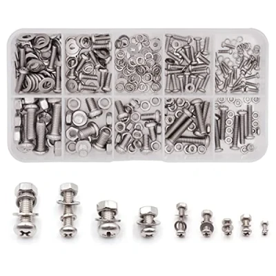 Image of 320pcs Bolts and Nuts Set Washers Set,M2 M2.5 M3 M4 M5 Cross Pan Head Screws Stainless Steel Machine for Home Commercial Industrial Use