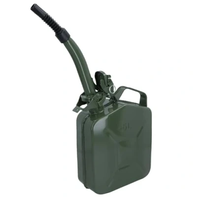 Image of 5 litres Metal Fuel Jerry Can Holder Storage Container and Flexible Spout Pourer