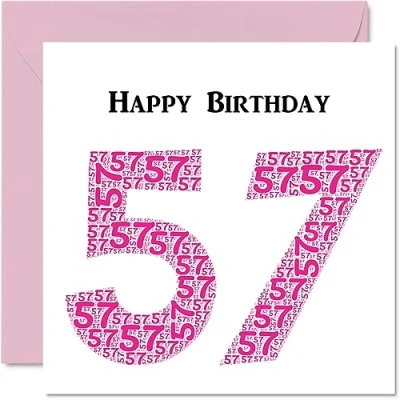 Image of Fun 57th Birthday Cards for Woman Shapecloud Happy Card Dad Mum Grandad Nanny Grandma Uncle Auntie Cousin Friend, 145mm x Greeting Cards,