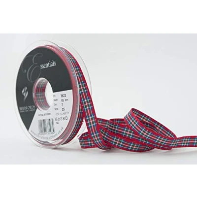 Image of Berisfords Polyester Tartan, Royal Stewart, 10.4 x 1.6 cm