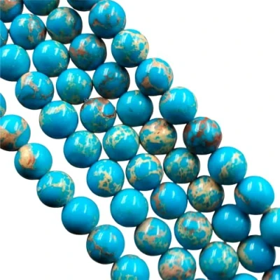 Image of AAA Natural Blue Copper Turquoise Gemstone 8mm Round Plain Beads 15&quot; Long Strand, for Jewelry Making, Beads, Use