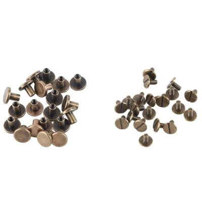 Image of FTVOGUE 20pcs Metal Rivet Flat Head Copper Brass Screws Nuts Nails Rivets Leather Cap Accessories for Coats Caps Bags Decoration (8mm)