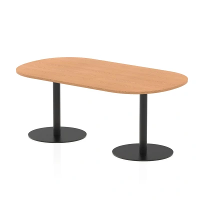 Image of Italia 1800mm Poseur Boardroom Table Oak Top 720mm High Black Leg