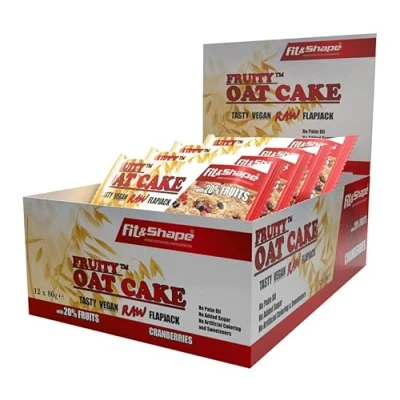 Image of F&amp;S Raw Oat Fruity Flapjack Healthy Vegan Snack &amp; Energy Bars Protein, Fiber, Vitamin B, Electrolytes Running, Gym, Cycling, Hiking 80g, Pack of 12 Cranberries,