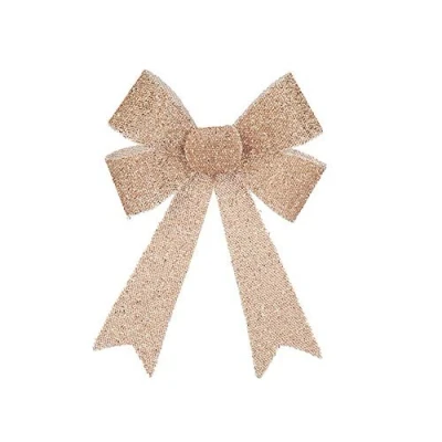 Image of Toyland® 30cm (12&quot;) Large Rose Gold Tinsel Effect Christmas Bow Luxury Hanging Indoor Decorations…