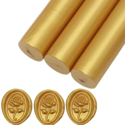 Image of Wax Seal Sticks, Atobpp 10pcs Sealing Sticks Glue Gun for Stamp, Letter 0.43&#039;&#039; (Golden)