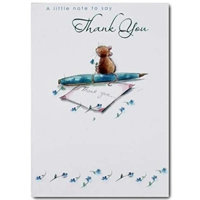 Image of Nigel Quiney Thank You Card (NQ WS876) Artistic Mouse, Pen &amp; Note From The Range Foiled Finish