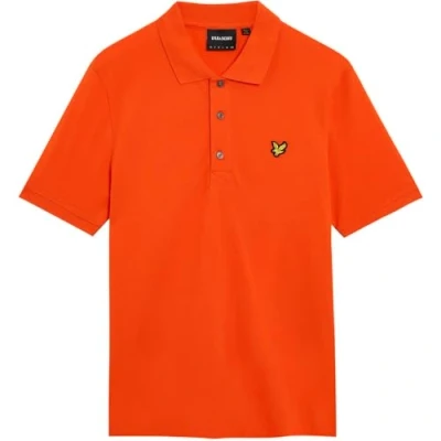 Image of Lyle &amp; Scott Mens and Tangerine Tango Plain Polo Shirt Orange Cotton Size Medium