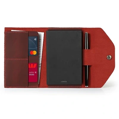 Image of LONDO Genuine Leather Portfolio with Notepad and Snap Closure (Red, Small), OTTO411