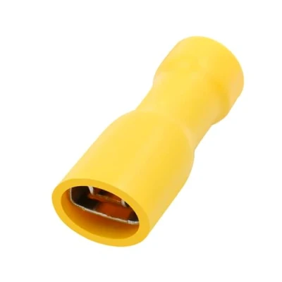 Image of Heschen Female Quick Disconnects Vinyl Fully Insulated, FDFD5.5 250, 6.3 x 0.8 mm Cable Terminal, for 4 6mm² (12 10 AWG), Yellow