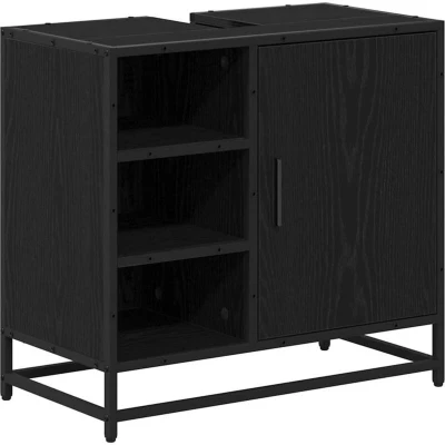 Image of vidaXL Bathroom Sink Cabinet Black oak 65 x 33 60 cm Engineered wood