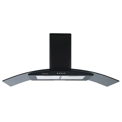 Image of Cookology CGL100BK/A Energy A Rated Black 100cm Curved Glass Chimney Cooker Hood, Kitchen Extractor Fan