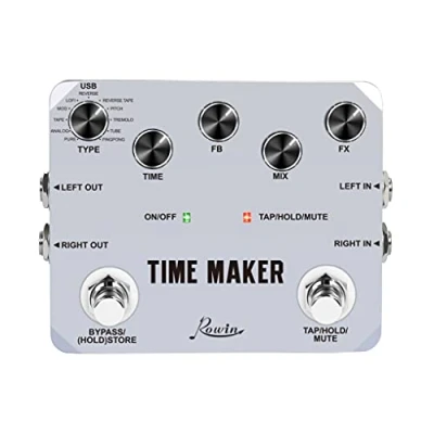 Image of Rowin Multi Guitar Effect Pedal Time Maker Effects Stereo Delay Stompbox 11 Modes Tape Echo with Tap Tempo