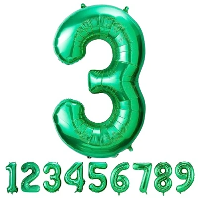 Image of Number Balloons 3,Green 3 Balloon 40 Inch Giant Helium Foil for Boys Girls Party Decor Birthday Anniversary Graduation Decorations Supplies