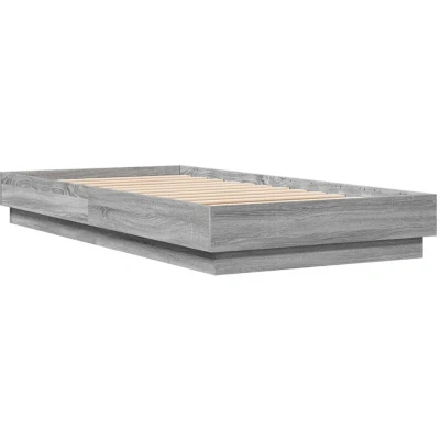 Image of vidaXL Bed Frame without Mattress with LED Lights Grey Sonoma 75x190 cm Small Single