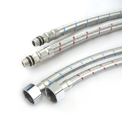 Image of Pack of 2 Monobloc Flexible Braided Tap Connector Tails Hoses M10 x 500mm 1/2&quot; BSP Fitting
