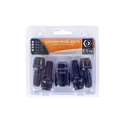 Image of Ellis Excellence Set of 4 M14 x 1.5 Radius Alloy Wheel Locking Bolts Black (28mm Thread)