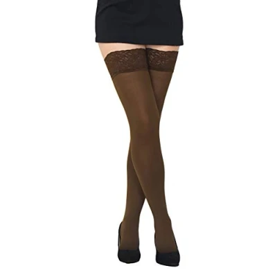 Image of Opaque 80 Denier Microfibre Hold Ups Stockings by Sentelegri, 9 Colours, Sizes S XL (Medium, Brown)