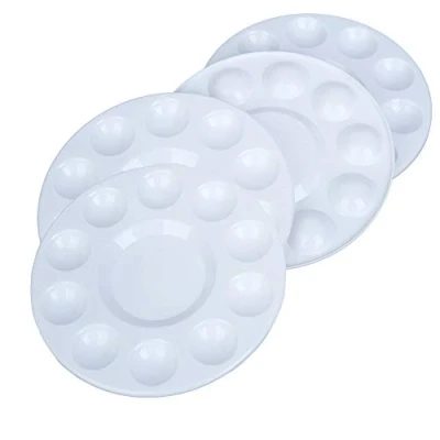 Image of Paint Mixing Palette Tray 4 Pcs Round Plastic Art Supplies for Kids and Adults to Create DIY Craft Professional Painting